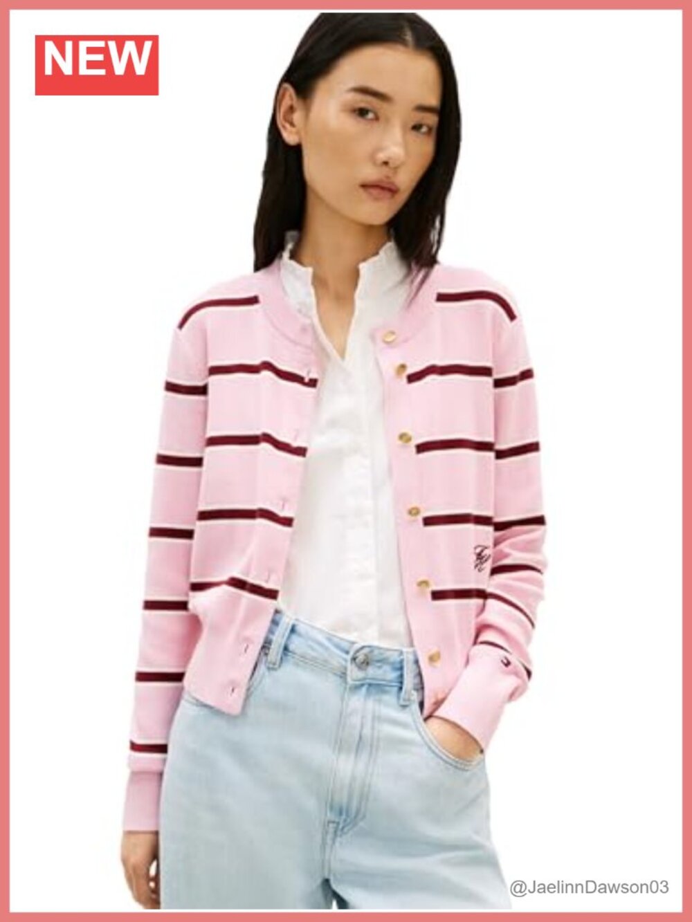 Cotton Crew Neck Cardigan Button Down Knit Sweater